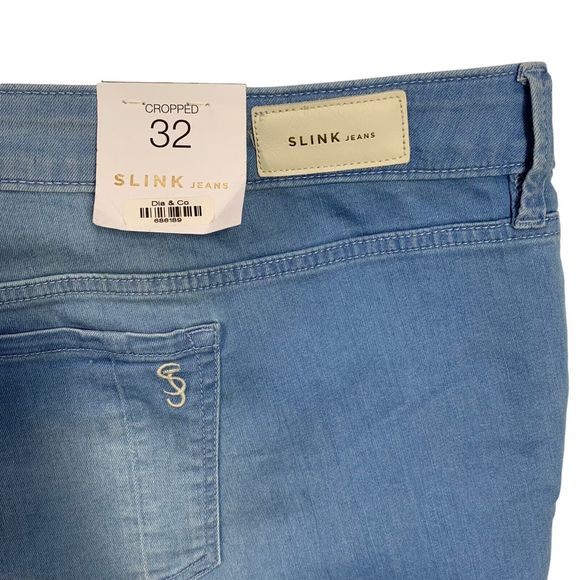 Slink Patched Boho Cropped Jeans Flower Pink Yellow Green Bee Charm Waist 56 - Picture 12 of 13